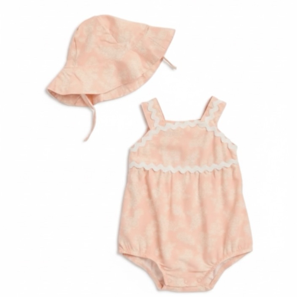 Nicole Miller Ric Rac Bubble Romper & Sunhat
Set